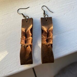 Brown Leather Earrings